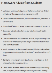 Homework advice from students